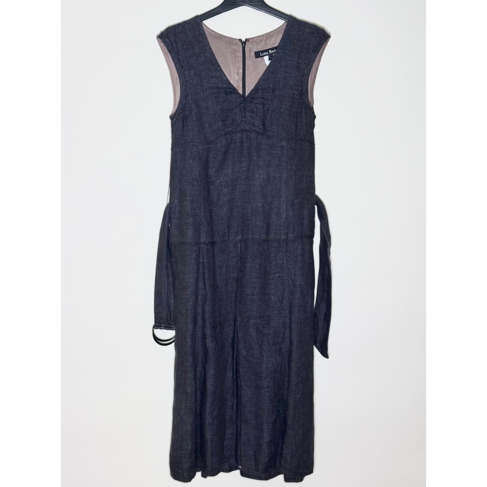 Lida Baday Linen Silk Sleeveless Midi Dress 4 XS Small Quiet Luxury Y2K Designer